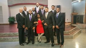 The Mighty Tau Psi Chapter of Omega Psi Phi Fraternity, Inc. leads Sunday worship service on the campus of NCCU.